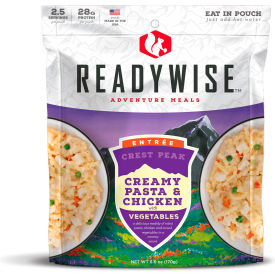 ReadyWise 05-906 Outdoor Creamy Pasta and Vegetables with Chicken 2 Servings/Pouch 6/Pack 05-906