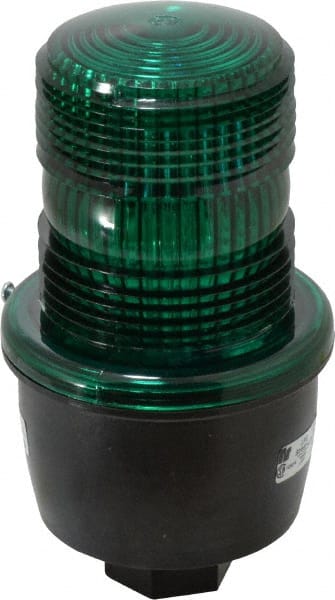 Low Profile Mini Strobe Light: Green, Pipe Mount, 120VAC MPN:LP3P-120G