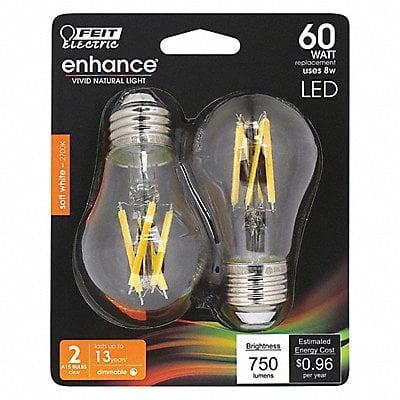 LED Bulb 750 lm 8W 120VAC 3-3/8 L PK2 MPN:BPA1560927CAFIL/2/RP