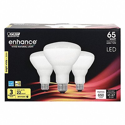 LED Bulb 650 lm 7.2W 120VAC PK3 MPN:BR30DM/930CA/3