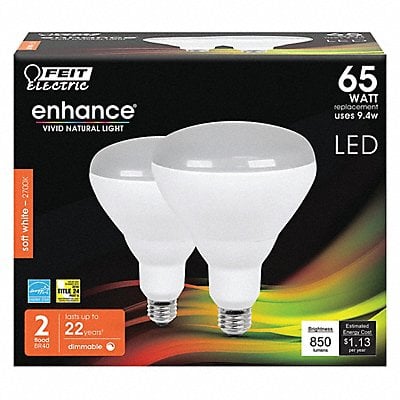 LED Bulb 850 lm 9.4W 120VAC 6-3/8 L PK2 MPN:BR40DM/927CA/2