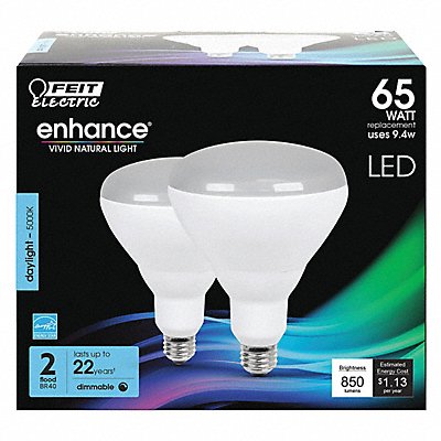 LED Bulb 850 lm 9.4W 120VAC 6-3/8L PK2 MPN:BR40DM/950CA/2