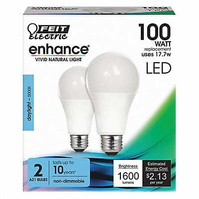 LED Bulb 1600 lm 17.7W 120VAC PK2 MPN:OM100/950CA10K/2