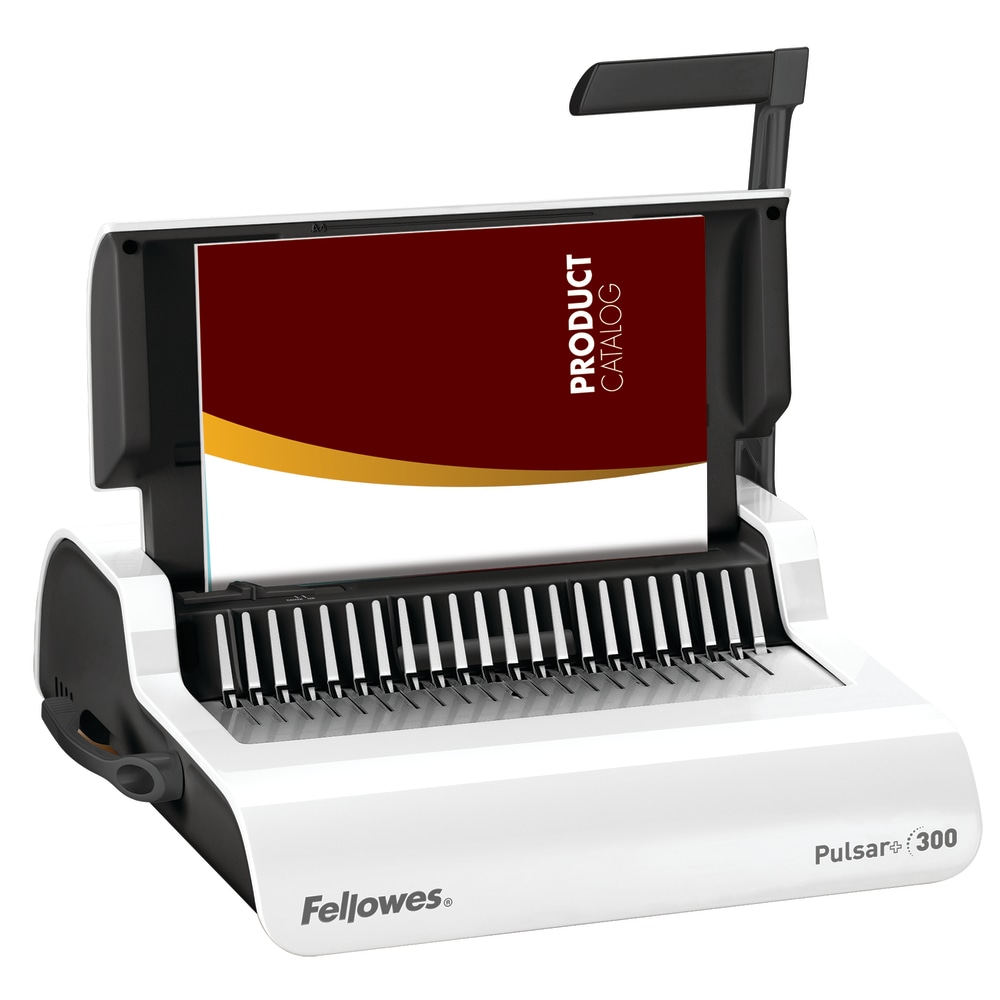 Fellowes Pulsar 300 Manual Comb Binding Machine, 300 Sheet Capacity, 5.1inH x 18.1inW x 15.4inD, White MPN:5006801