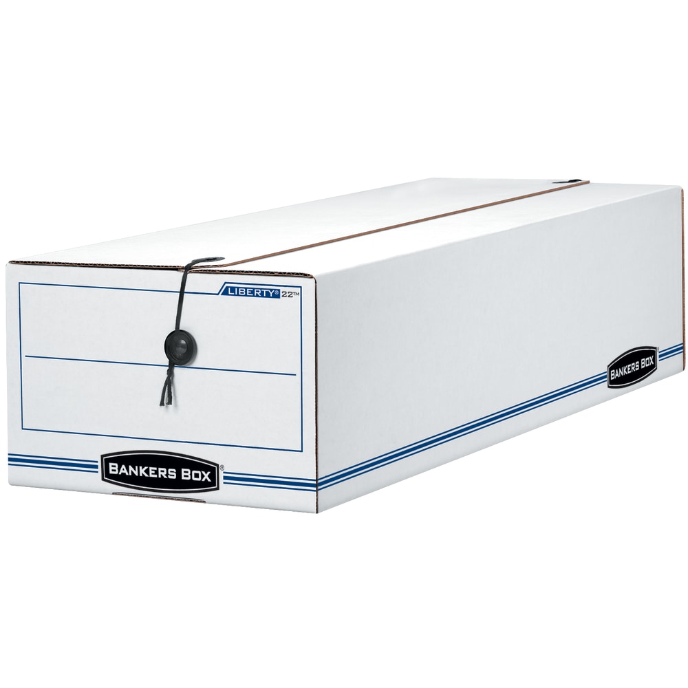 Bankers Box Liberty Corrugated Storage Boxes, 7 1/2in x 9in x 24 1/4in, White/Blue, Case Of 12 MPN:18