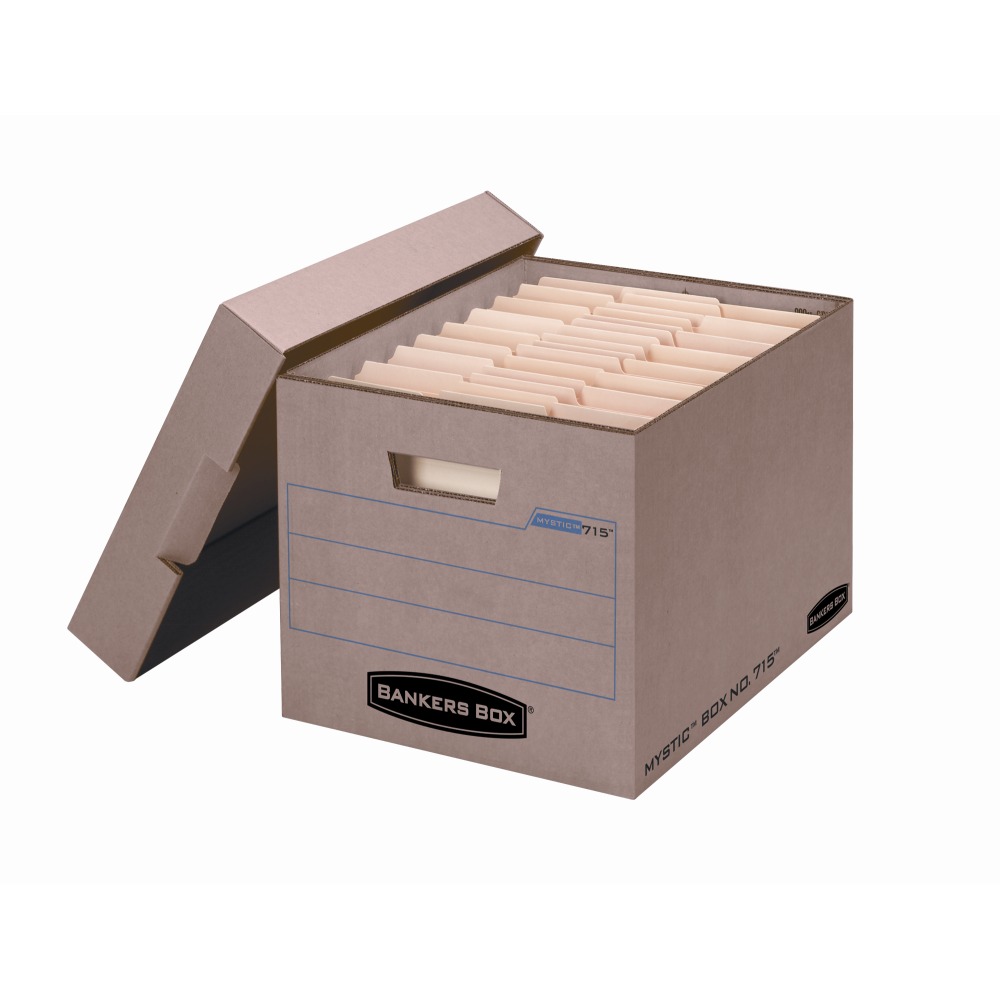 Bankers Box Mystic Storage Boxes With Lift-Off Lids, Letter/Legal Size, 10in x 12in x 15in, 85% Recycled, Kraft, Case Of 25 MPN:7150001