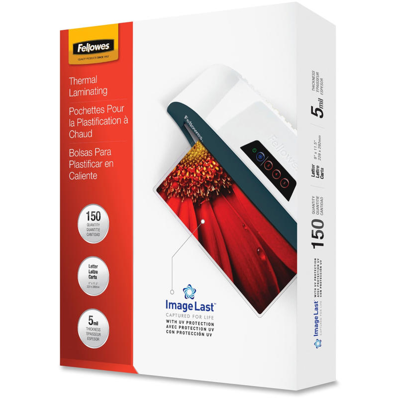 Fellowes Laminating Pouches, Glossy, 5 mil Thick, Clear, Pack Of 150 (Min Order Qty 2) MPN:5204007