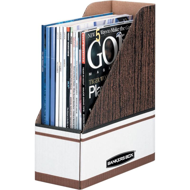 Bankers Box Magazine Files - Oversized Letter - Wood Grain, White - Cardboard - 12 / Carton (Min Order Qty 2) MPN:07224