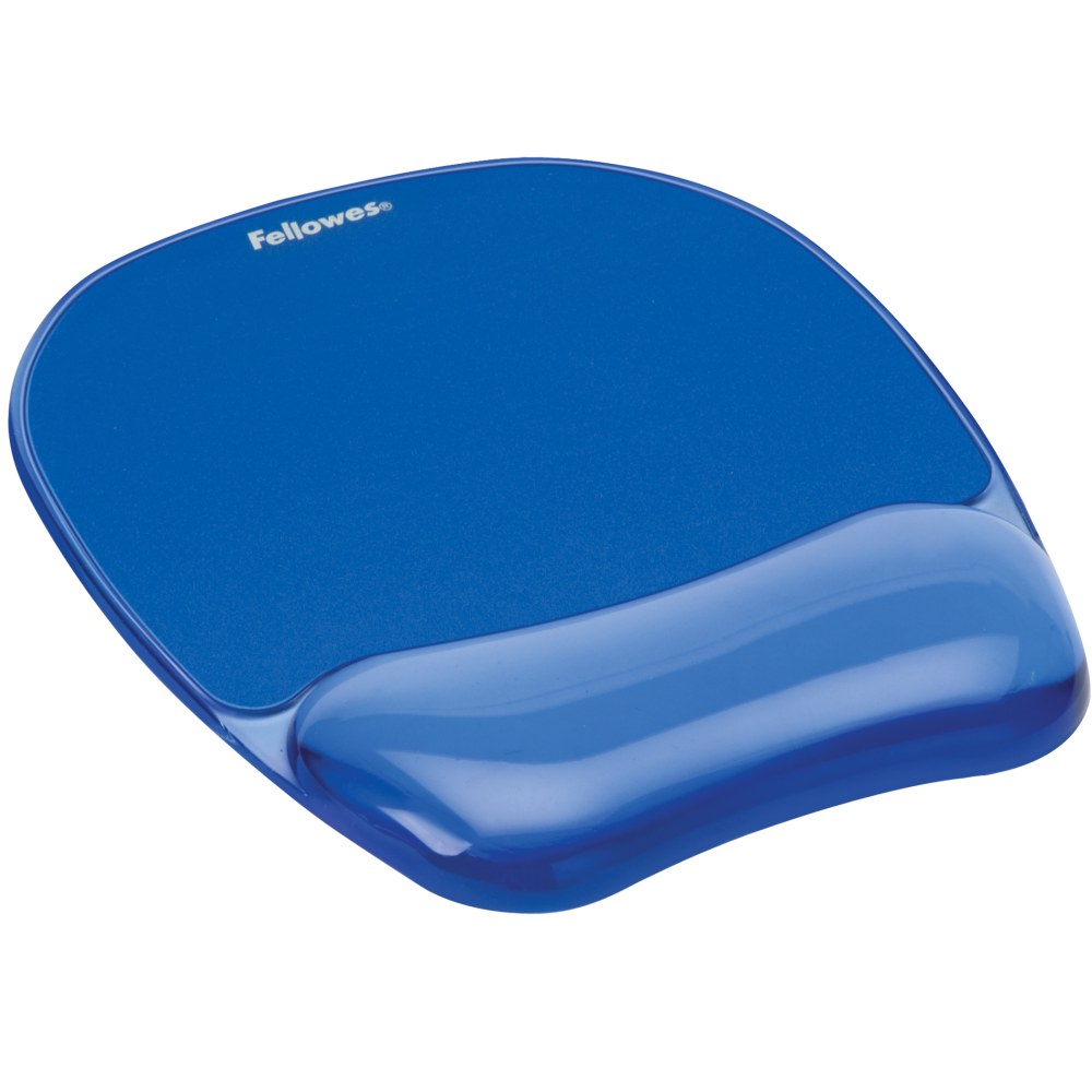 Fellowes Gel Crystals Mouse Pad With Wrist Rest, 1inH x 7.94inW x 9.25inD, Blue (Min Order Qty 4) MPN:91141