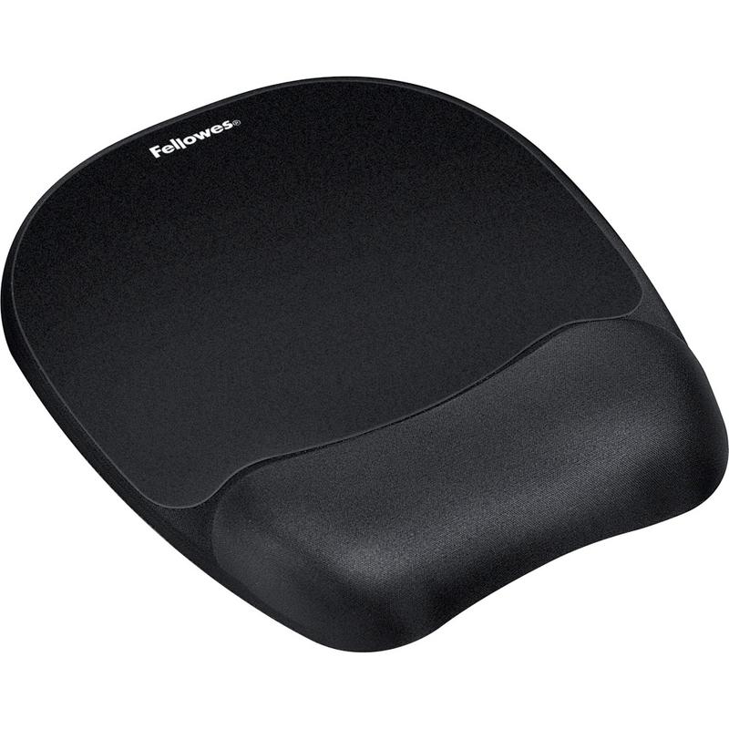 Fellowes Memory Foam Mouse Pad/Wrist Rest- Black - 1in x 7.94in x 9.25in Dimension - Black - Memory Foam - Wear Resistant, Tear Resistant, Skid Proof - 1 Pack (Min Order Qty 5) MPN:9176501