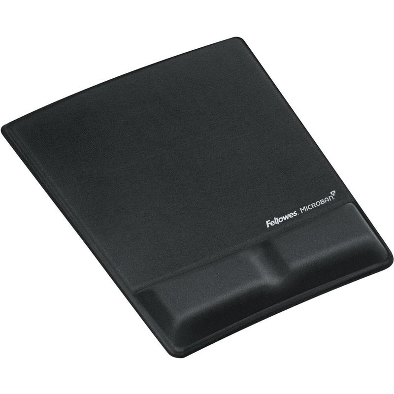 Fellowes Mouse Pad / Wrist Support with Microban Protection - 0.9in x 8.3in x 9.9in Dimension - Black - Memory Foam, Jersey Cover (Min Order Qty 3) MPN:9181201
