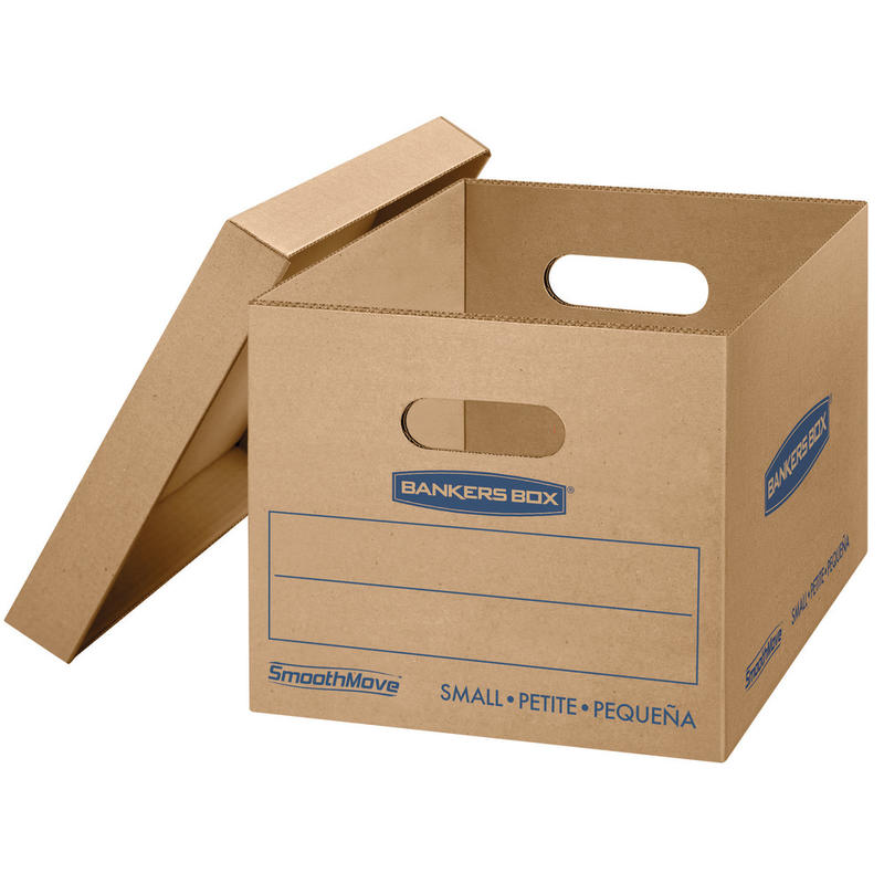 Bankers Box SmoothMove Classic Moving & Storage Boxes, Small, 10in x 12in x 15in, Kraft/Blue, Carton Of 10 (Min Order Qty 2) MPN:7714203