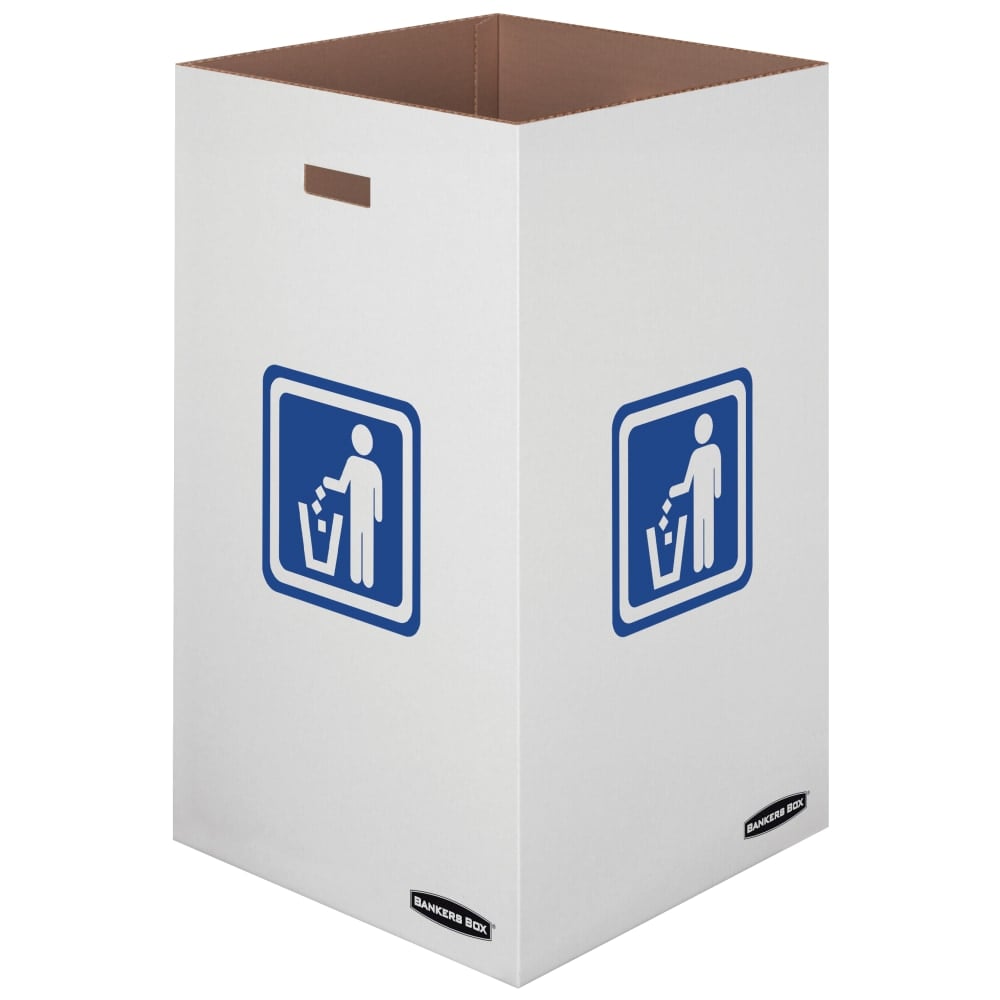 Bankers Box Waste And Recycling Bins, Extra Large Size, 30in x 18in x 18in, 50% Recycled, White/Blue, Pack Of 10 MPN:7320101