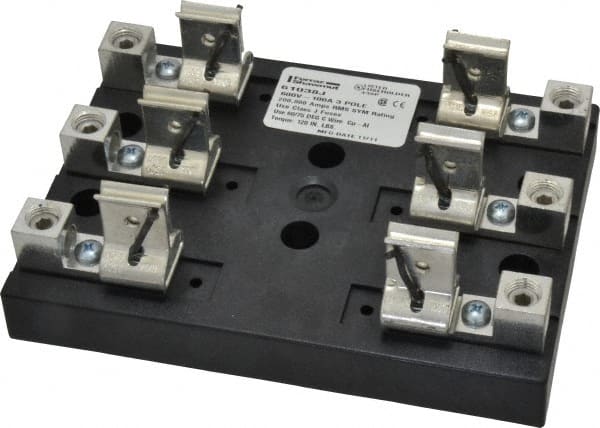 3 Pole, 6 to 2/0 AWG, 600 VAC/VDC, 100 Amp, Screw Mount Fuse Block MPN:61038J