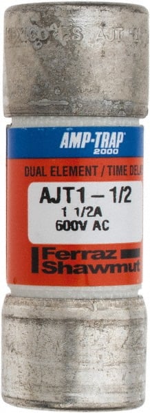 Cylindrical Time Delay Fuse: J, 1.5 A, 20.7 mm Dia MPN:AJT1-1/2