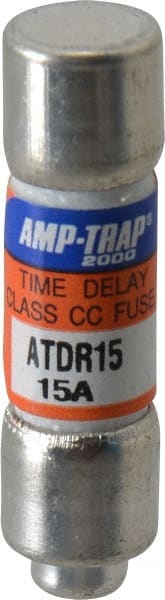 Cylindrical Time Delay Fuse: CC, 15 A, 10.4 mm Dia MPN:ATDR15