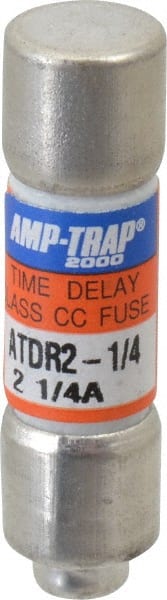 Cylindrical Time Delay Fuse: CC, 2.25 A, 10.4 mm Dia MPN:ATDR2-1/4