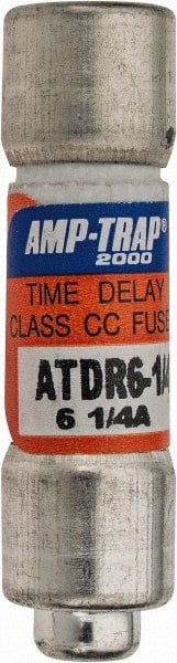 Cylindrical Time Delay Fuse: CC, 6.25 A, 10.4 mm Dia MPN:ATDR6-1/4