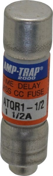 Cylindrical Time Delay Fuse: CC, 1.5 A, 10.4 mm Dia MPN:ATQR1-1/2