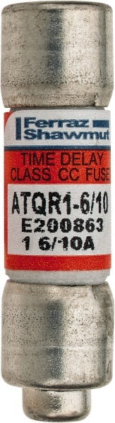 Cylindrical Time Delay Fuse: CC, 1.6 A, 10.4 mm Dia MPN:ATQR1-6/10