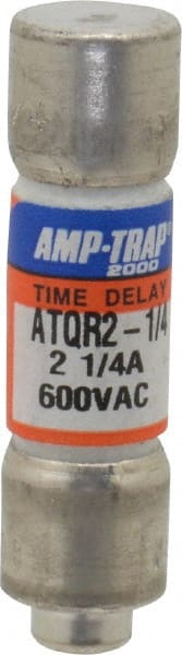 Cylindrical Time Delay Fuse: CC, 2.25 A, 10.4 mm Dia MPN:ATQR2-1/4