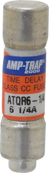 Cylindrical Time Delay Fuse: CC, 6.25 A, 10.4 mm Dia MPN:ATQR6-1/4