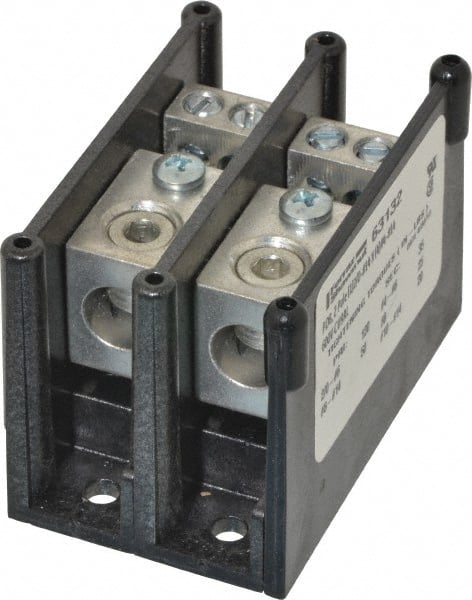 2 Poles, 135 Amp, 2/0-14 AWG Primary, 4-14 AWG Secondary, Polycarbonate Power Distribution Block MPN:63132