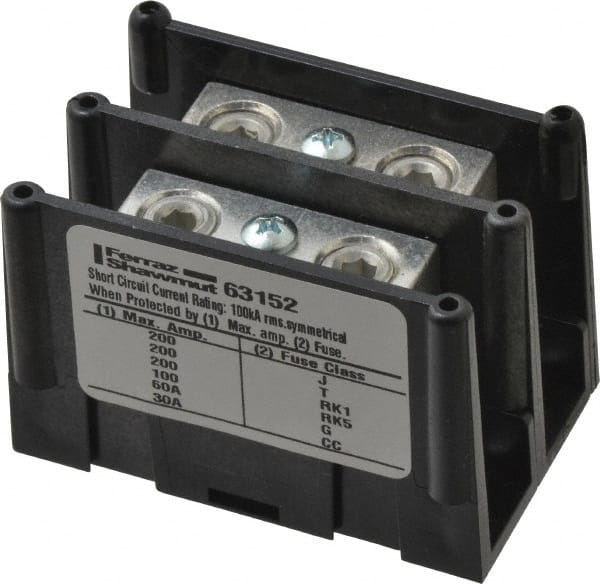 2 Poles, 135 Amp, 2/0-14 AWG Primary, 2/0-14 AWG Secondary, Polycarbonate Power Distribution Block MPN:63152