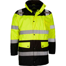 GSS Safety Hi-Visibility Class 3 Waterproof Parka Jacket W/Fleece Liner Lime/Black M 8501-MD