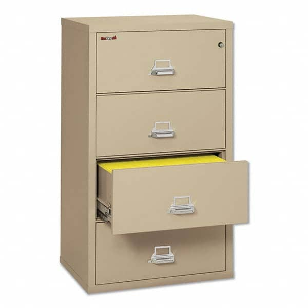 Horizontal File Cabinet: 4 Drawers, Steel, Parchment MPN:FIR43122CPA