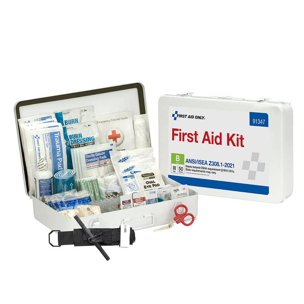 Full First Aid Kits, Kit Type: Industrial First Aid Kit , Number Of People: 50 , Container Type: Kit , Container Material: Metal , Mount Type: None, Portable  MPN:91347