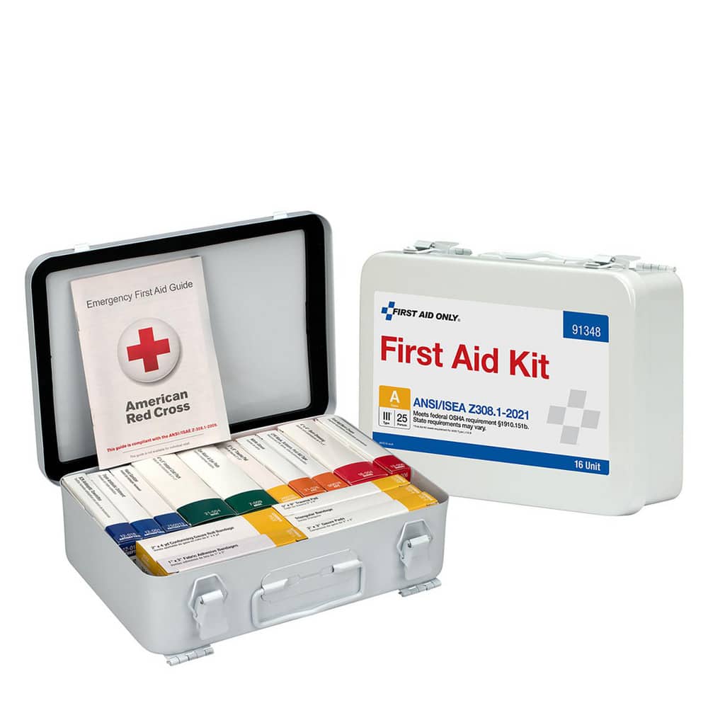 Full First Aid Kits, Kit Type: Industrial First Aid Kit , Number Of People: 25 , Container Type: Kit , Container Material: Metal , Mount Type: None, Portable  MPN:91348