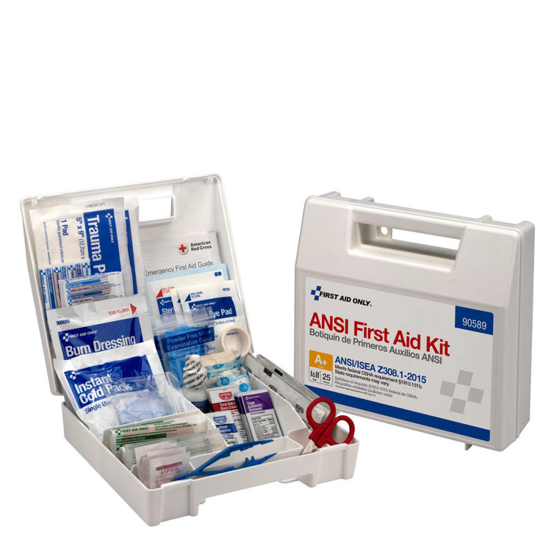 First Aid Only 25-Person Bulk Plastic First Aid Kit - ANSI Compliant - 141 x Piece(s) For 25 x Individual(s) - 1 Each (Min Order Qty 2) MPN:90589