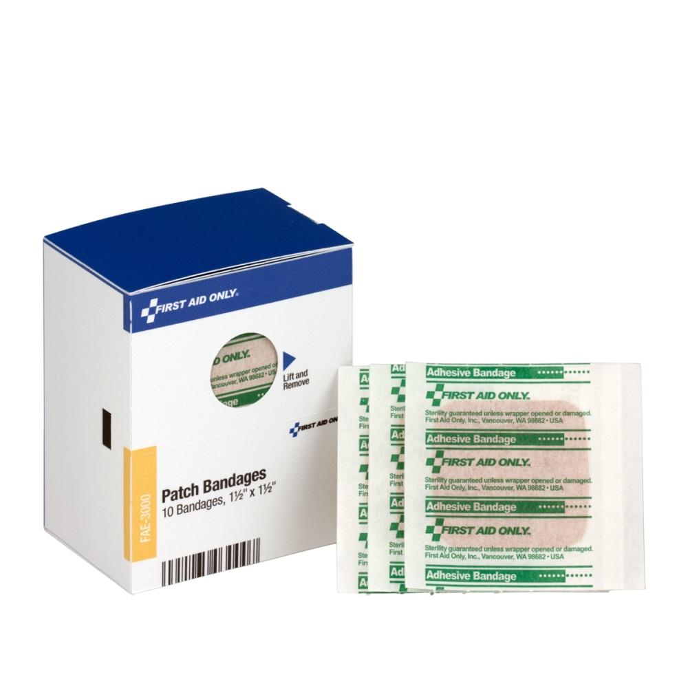 First Aid Only Patch Bandages, 1-1/2in x 1-1/2in, SmartCompliance Refill, 10 Bandages/Box (Min Order Qty 13) MPN:FAE3000