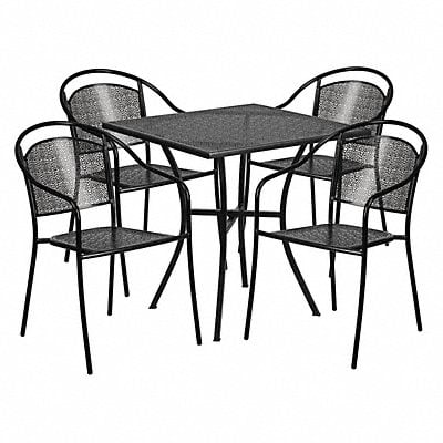 Black Patio Table Set 28SQ MPN:CO-28SQ-03CHR4-BK-GG