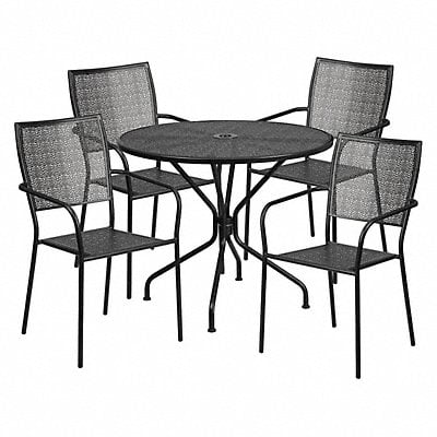 Black Patio Table Set 35.25RD MPN:CO-35RD-02CHR4-BK-GG