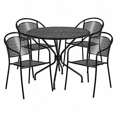 Black Patio Table Set 35.25RD MPN:CO-35RD-03CHR4-BK-GG