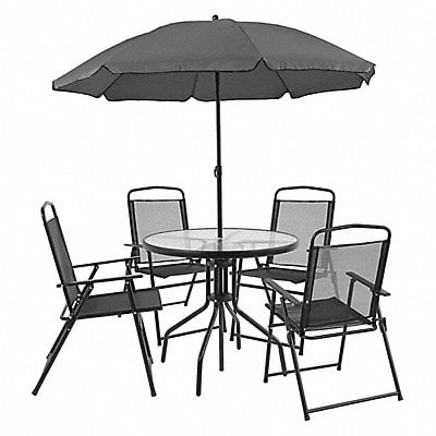 Patio Table Set And Umbrella 6 pcs. MPN:GM-202012-BK-GG