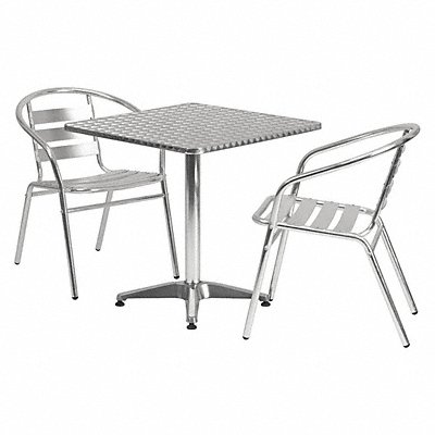 Alum Table Set Square w/2 Chairs 27.5 MPN:TLH-ALUM-28SQ-017BCHR2-GG