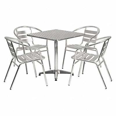 Alum Table Set Square w/4 Chairs 27.5 MPN:TLH-ALUM-28SQ-017BCHR4-GG