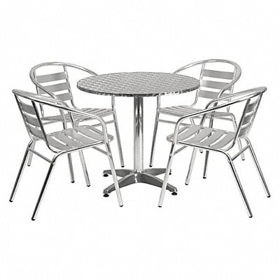 Alum Table Set Round w/4 Chairs 31.5 MPN:TLH-ALUM-32RD-017BCHR4-GG