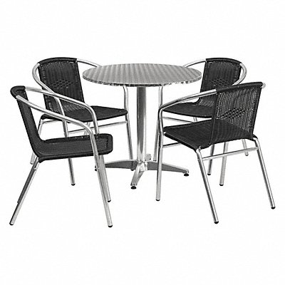 Alum Table Set Rnd w/4 Blk Chairs 31.5 MPN:TLH-ALUM-32RD-020BKCHR4-GG