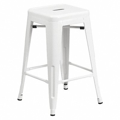 White Backless Metal Stool 24 MPN:CH-31320-24-WH-GG