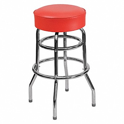 Double Ring Chrome Stool Red Seat MPN:XU-D-100-RED-GG