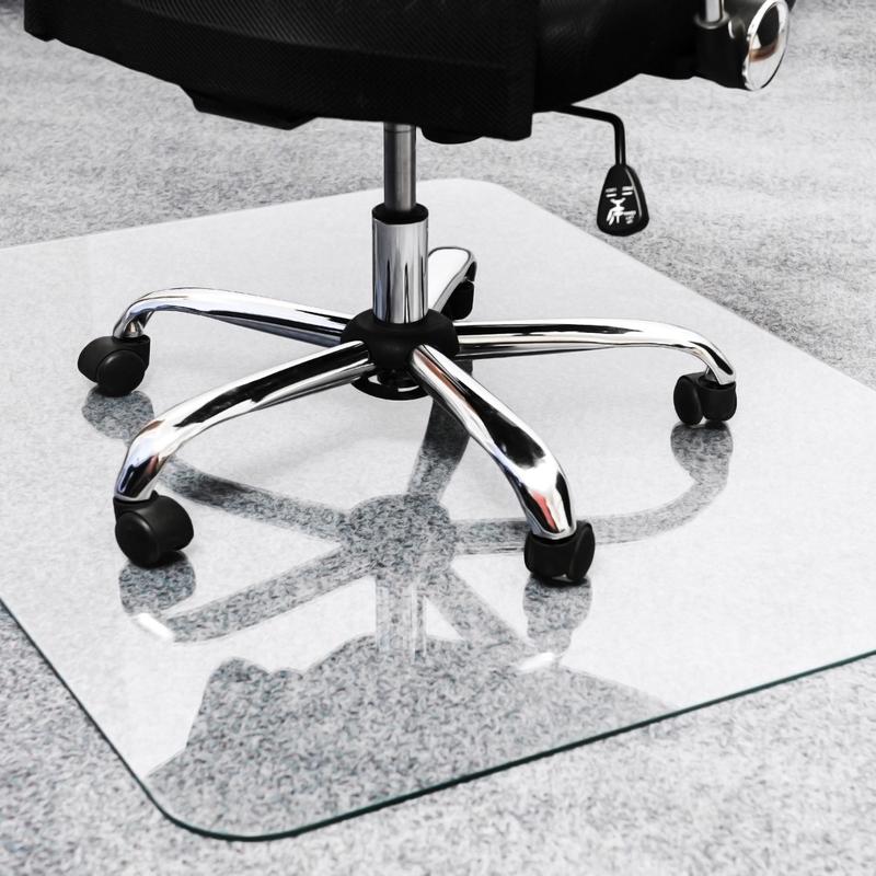 Floortex Cleartex Glaciermat Glass Rectangular Chair Mat - Hard Floor, Home, Office, Carpet - 40in Length x 53in Width x 0.20in Thickness - Rectangle - Glass - Clear MPN:124053EG