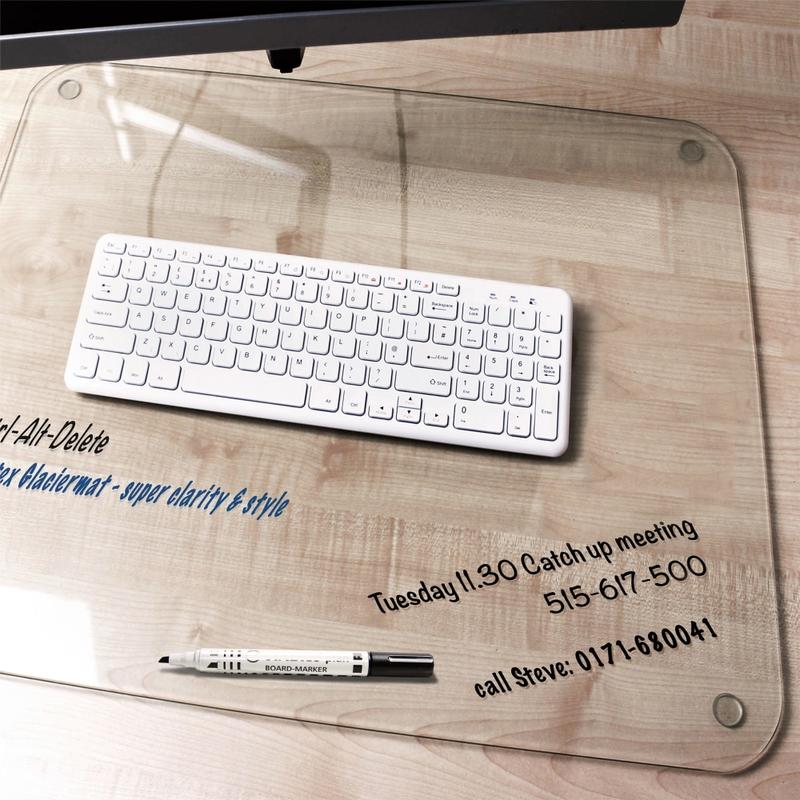 Desktex Glass Desk Pad - 19in x 24in - Clear Rectangular Glass Desk Pad - 24in L x 19in W x 0.2in D MPN:FCDE1924G