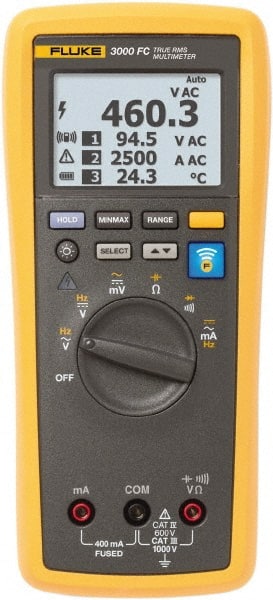 CAT III & CAT IV, Auto Ranging Digital Manual Ranging True RMS & Wireless Multimeter: 1,000 VAC/VDC MPN:FLK-3000 FC