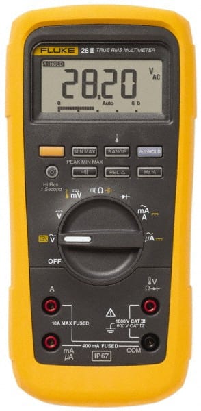 CAT III & CAT IV, Auto Ranging Digital Manual Ranging & True RMS Multimeter: 1,000 VAC/VDC MPN:FLUKE-28II