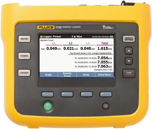 3 Phase, 1,000 VAC, 0.20 to 6,000 Amp Capability, 3.5 to 42.5 Hz Calibration, LCD Display Power Meter MPN:FLUKE-1732/B