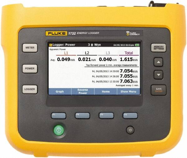 3 Phase, 1,000 VAC, 0.20 to 6,000 Amp Capability, 3.5 to 42.5 Hz Calibration, LCD Display Power Meter MPN:FLUKE-1732/EUS